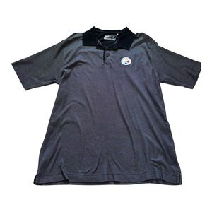 Cutter & Buck Pittsburgh Steelers Men's Charcoal Polo with Black Collar